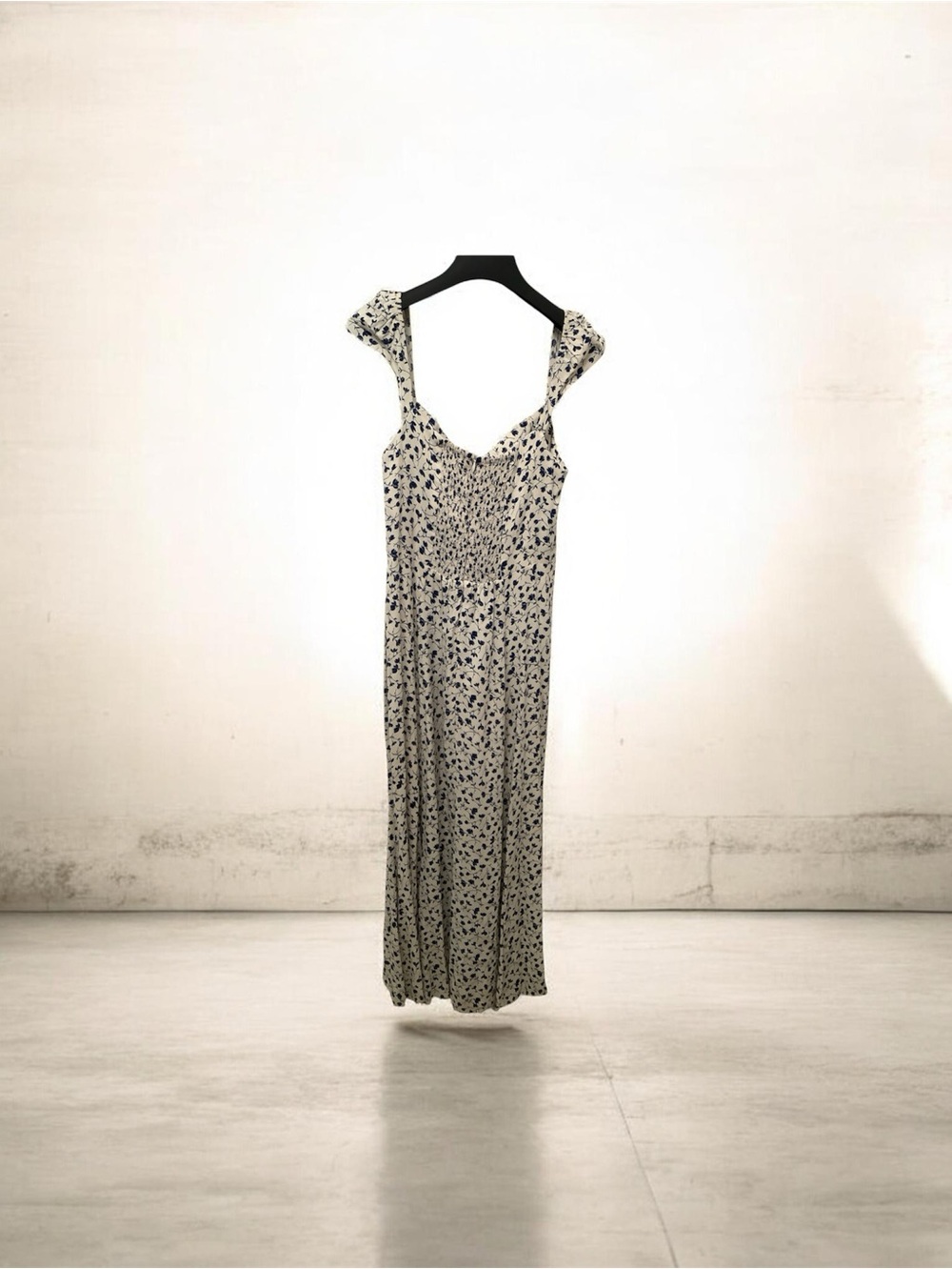 Reformation Bryson Midi Dress Sz 2 White Blue Floral Mykonos Sweetheart - Picture 8 of 14